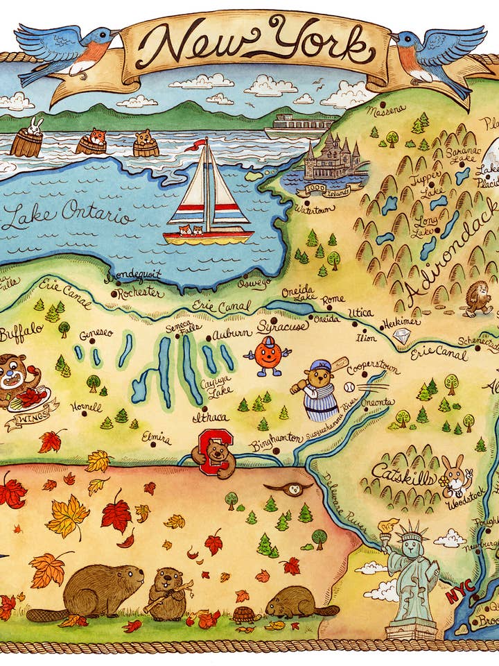 Impression cartographique de New York 16 po x 20 po pour la vente par SepiaLepus Illustration