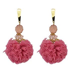 Pink Pompon øreringe for engroshandel hos NARA HANDMADE JEWELRY