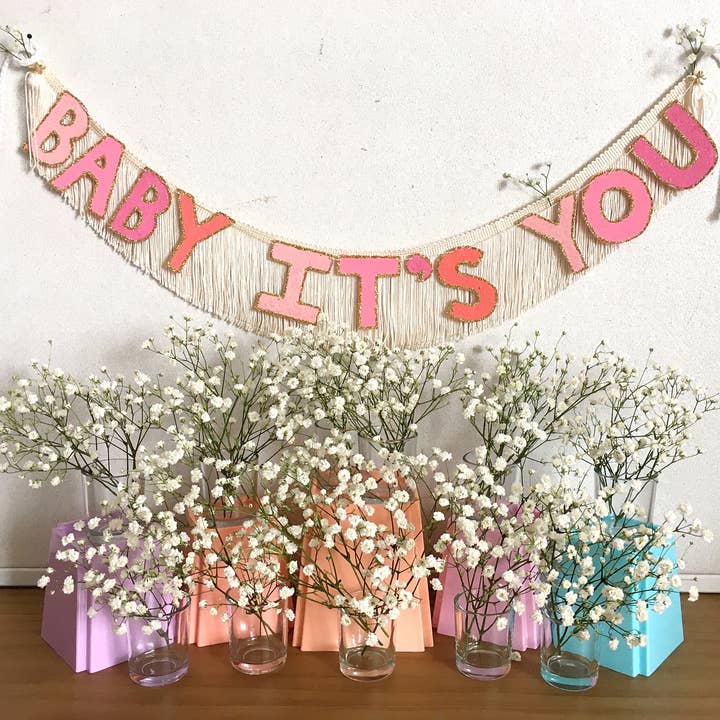 Baby It's You Fringe Banner party decor, wall art, wedding for wholesale by FUN CULT