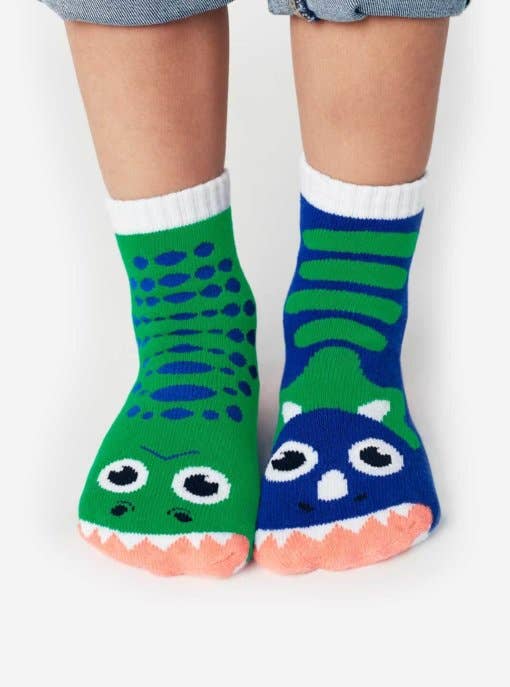 Pals Socks Canada - Wholesale Socks - Kids - T-Rex & Triceratops Kids and Adult Dinosaur Mismatched Socks1