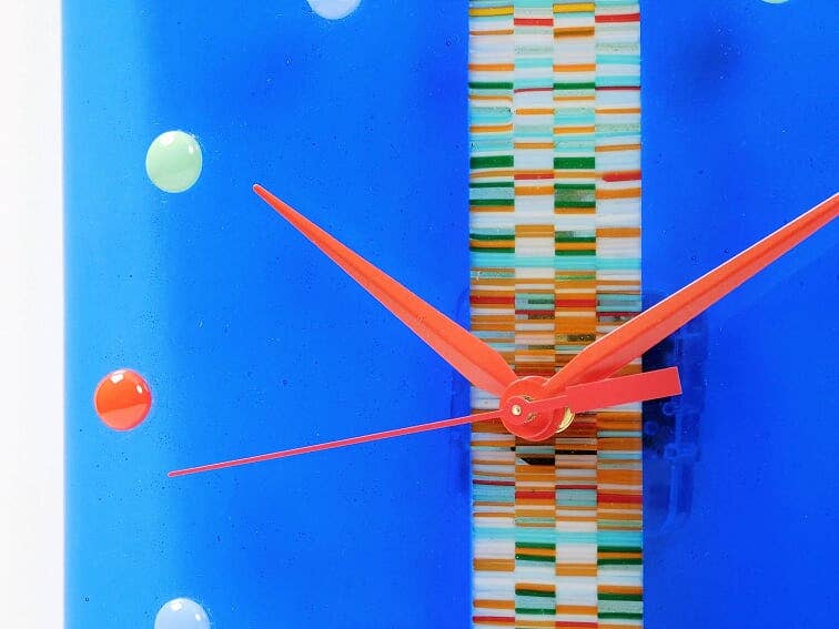 Games of Colors - Wholesale Wall Clock - Blue Fused Glass Wall Clock1