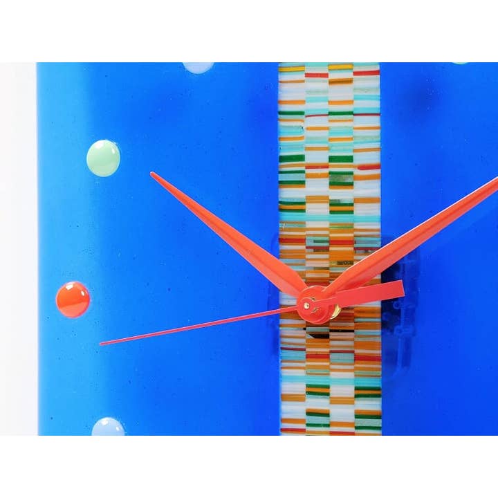 Games of Colors - Wholesale Wall Clock - Blue Fused Glass Wall Clock1