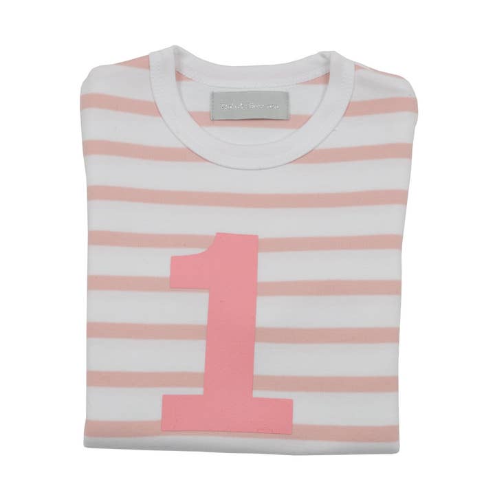 T-Shirt Nummer 1 in Altrosa und Weiß für den Großhandel von Bob & Blossom Ltd