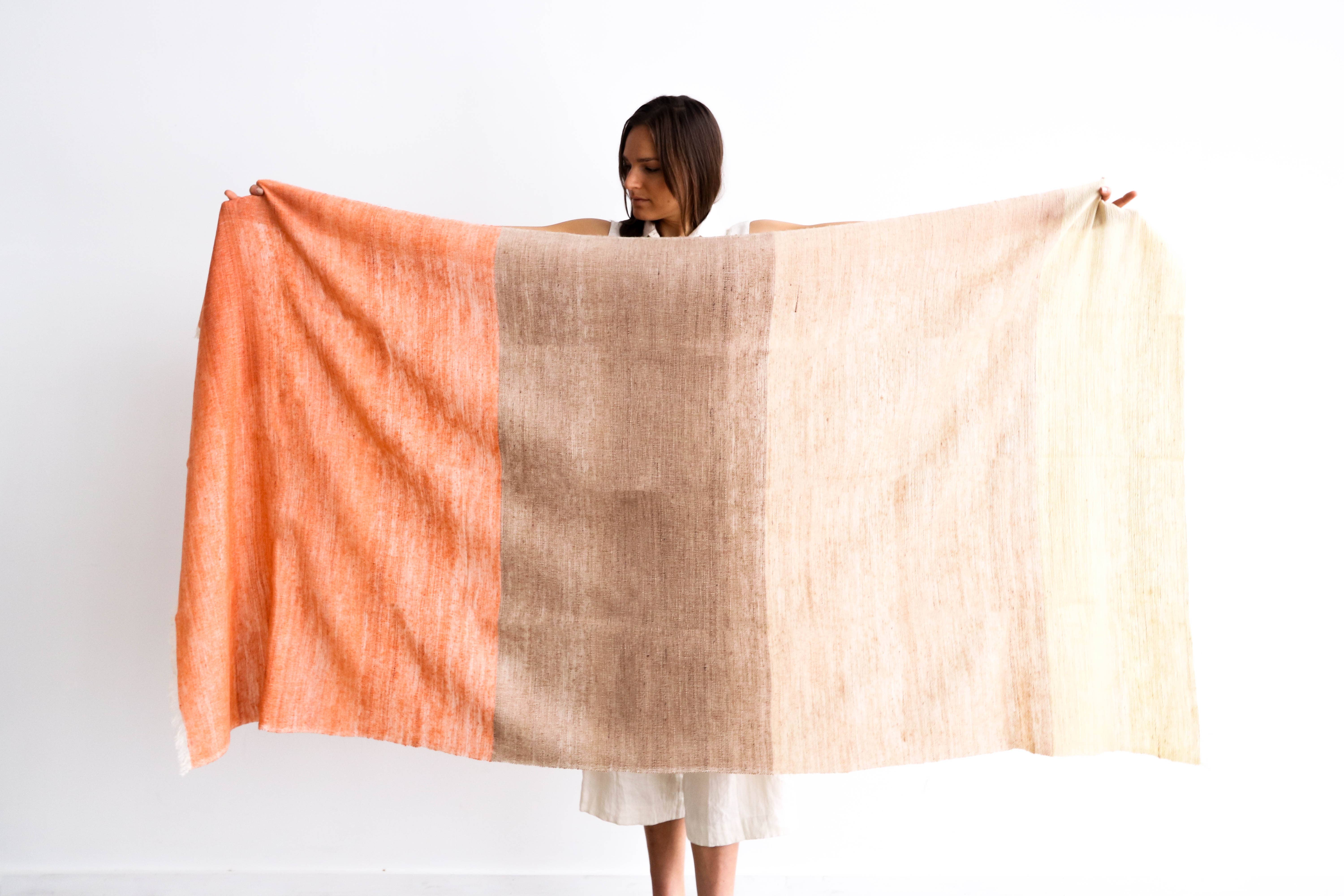 Orange Chestnut Soft Merino Linen Handloom  Throw / Blanket for wholesale on Faire12