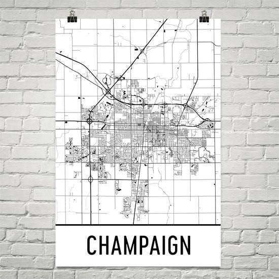 Póster Champaign IL - Póster (20,3 x 25 cm) para venta al por mayor de Modern Map Art