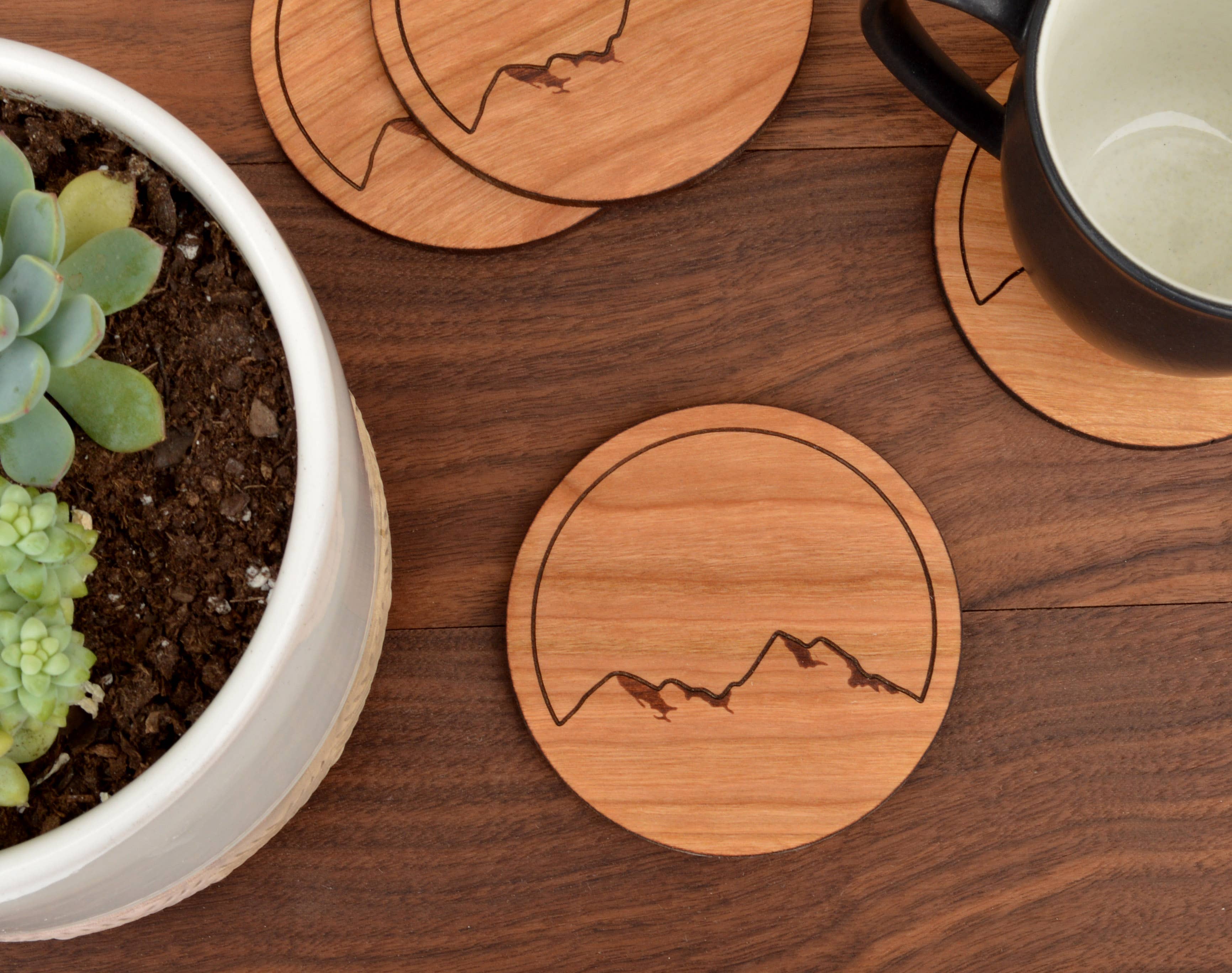 Autumn Woods Collective - Wholesale Coasters - Wooden Coasters | Mountains (Set of 4) *Updated*1