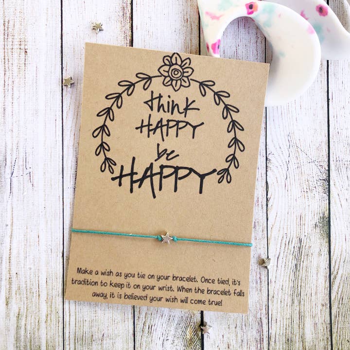 Wishlets - Wholesale Bedelarmbandje - Denk gelukkig, wees gelukkig