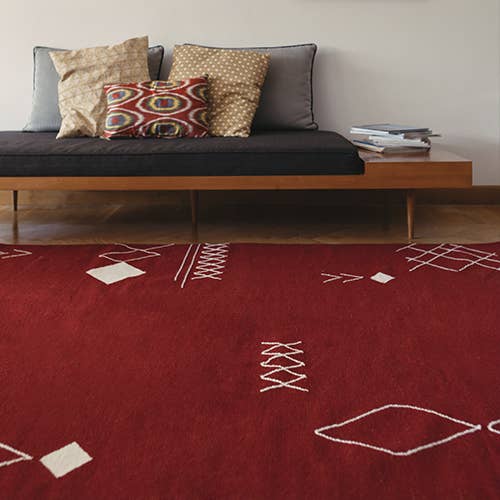 Burgundy Scattered Stitch kilim rug for wholesale by KILIIM