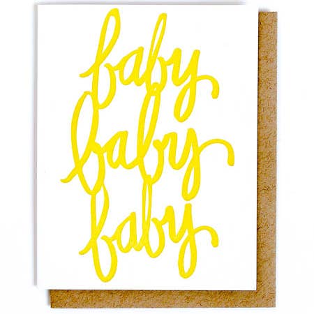 Thimblepress - Wholesale Baby Card - Baby Baby Baby Letterpress Greeting Card