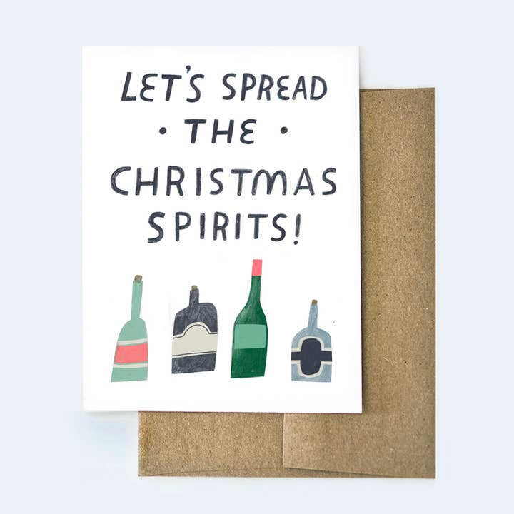 Spread the Holiday Spirits | Christmas Greeting Card for wholesale by Aviate Press