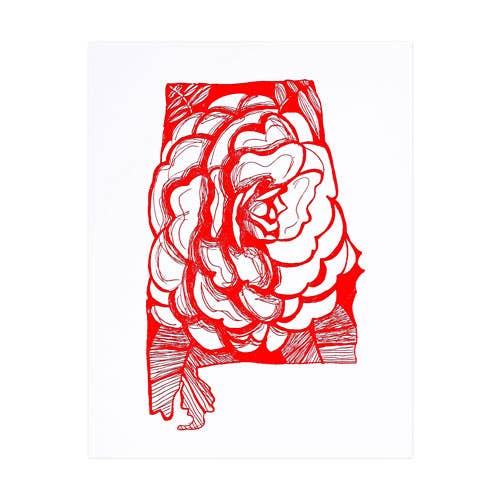 Thimblepress - Wholesale Art Print - Alabama Camellia Letterpress Print0