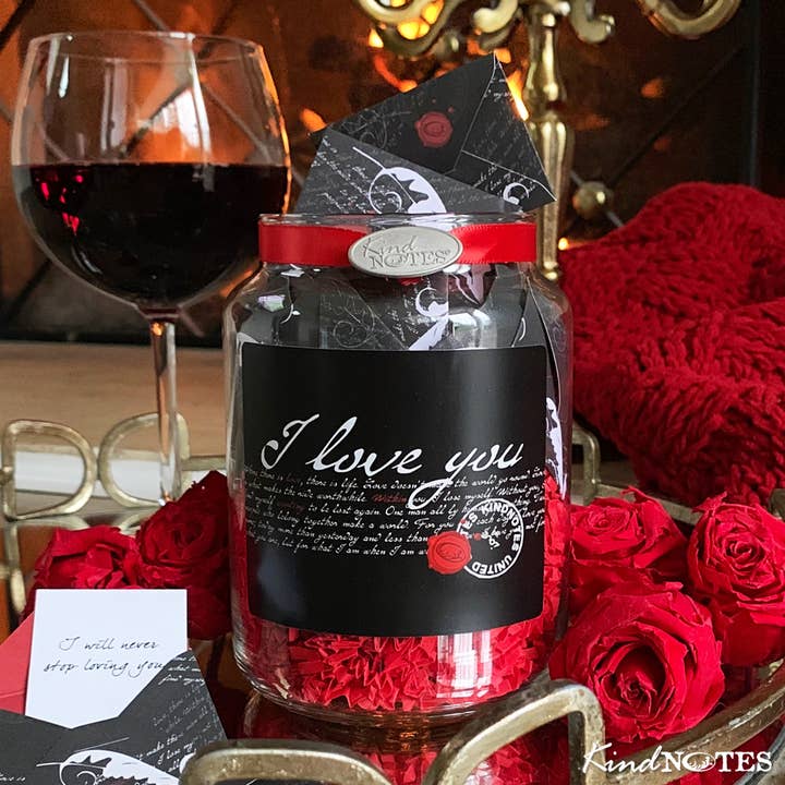 KindNotes - Vendita all'ingrosso Biglietti d'amore - Romantico barattolo di appunti I Love You con messaggi d'amore