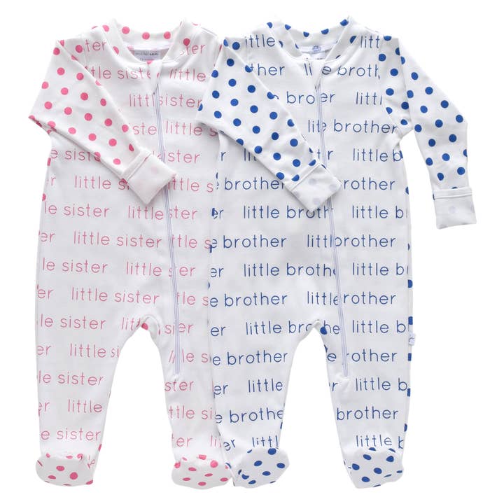 Organic Polka Dot Footie - little brother/little sister for wholesale by Jennifer Ann