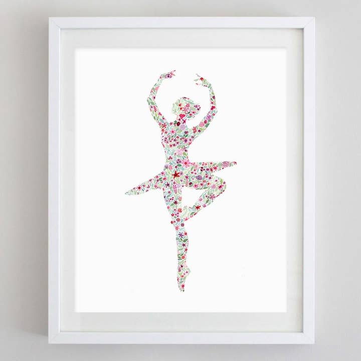 Ballerina 1 Floral Watercolor Print for wholesale by Carly Rae Studio