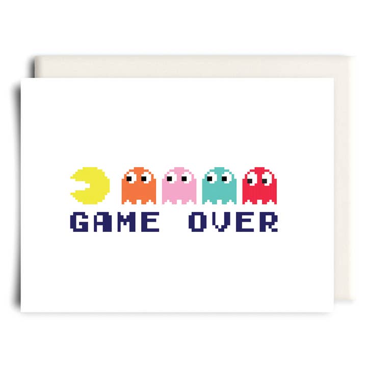Game Over Pac Man | Carte de vœux Pop Culture pour la vente par Inkwell Cards