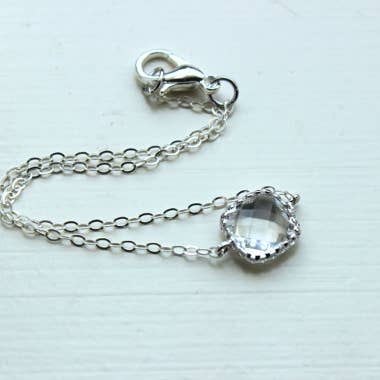 Dainty Silver Crystal Bracelet for wholesale by Laalee Jewelry