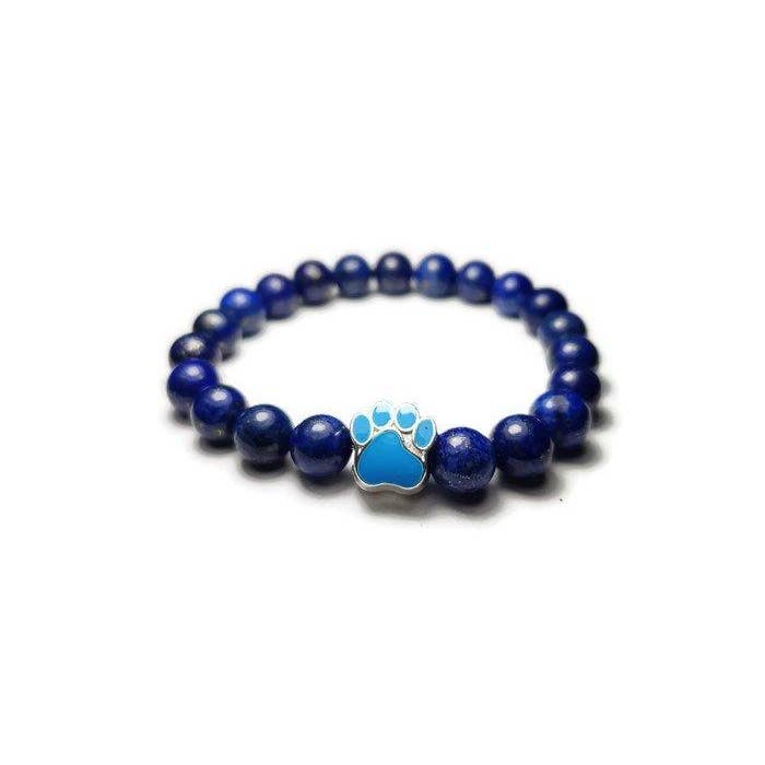 Baby Blue - Lapis Lazuli Paw Print Healing Stone Bracelet for wholesale by Foxfire Stones