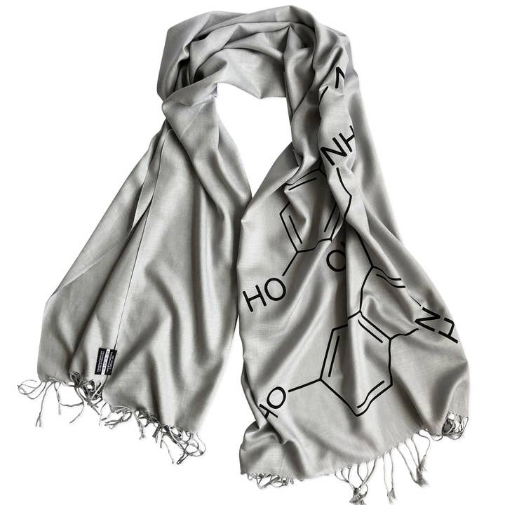 Cyberoptix Tie Lab - Wholesale Scarf - Unisex - Serotonin & Dopamine Linen-Weave Scarf, Happiness Molecule