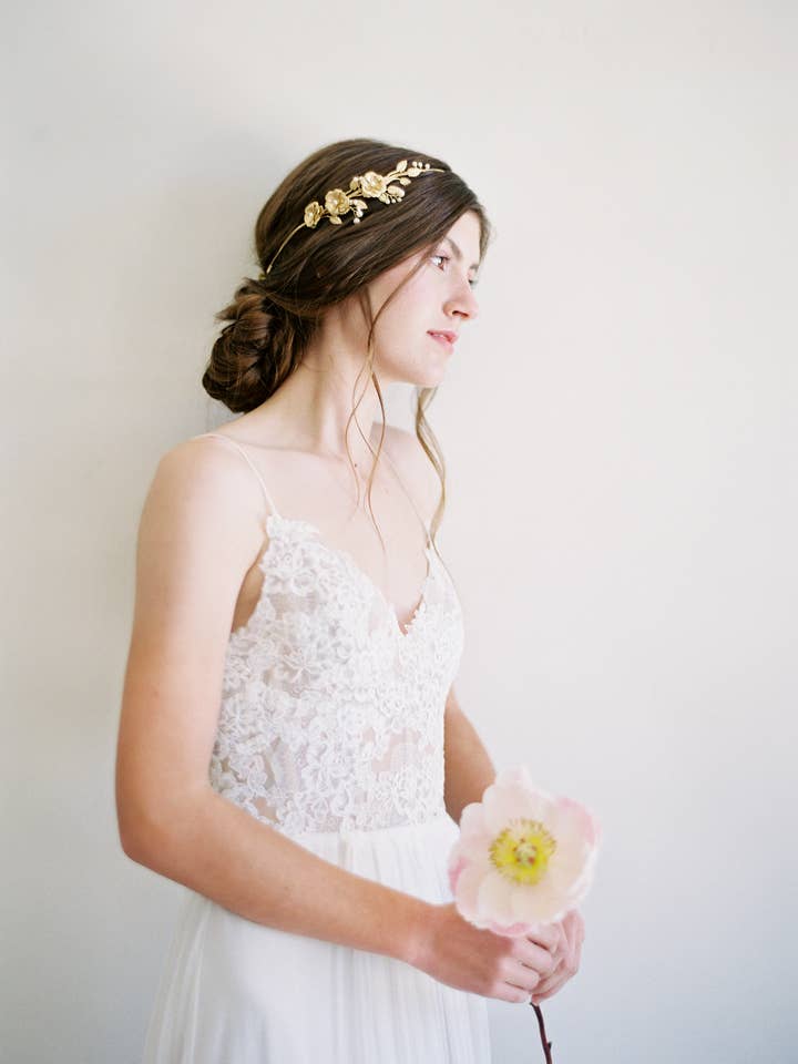Faixa de cabeça de noiva minúscula rosa e pérola creme por atacado de Acute Designs