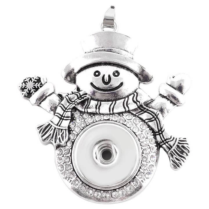 Christmas Snowman Snap Pendant with Rolo Chain for wholesale by Say It in A Snap Jewelry