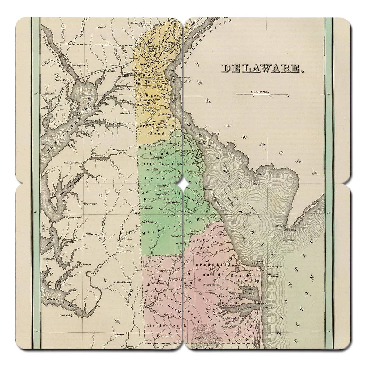 Torched Products - Wholesale Coasters - State Old World Map Coasters - Set of 4 Wood Coasters7