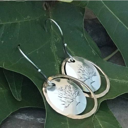 Tree Ring Two Tone Gold Sterling Silver Earrings for wholesale by Simply Sterling Designs