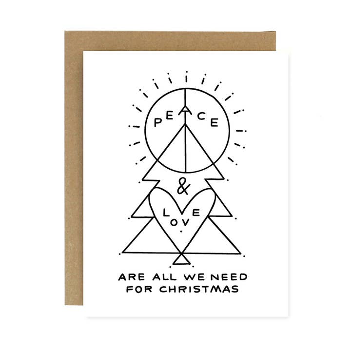 Peace & Love Christmas Card for wholesale by Worthwhile Paper