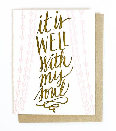 Thimblepress - Wholesale Love Card - It Is Well With My Soul Single Letterpress Card0