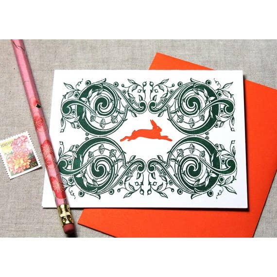 Inkadinkadoodle - Wholesale Easter Card - Hoppity Hoppity Hop Bunny Rabbit Letterpress Card1