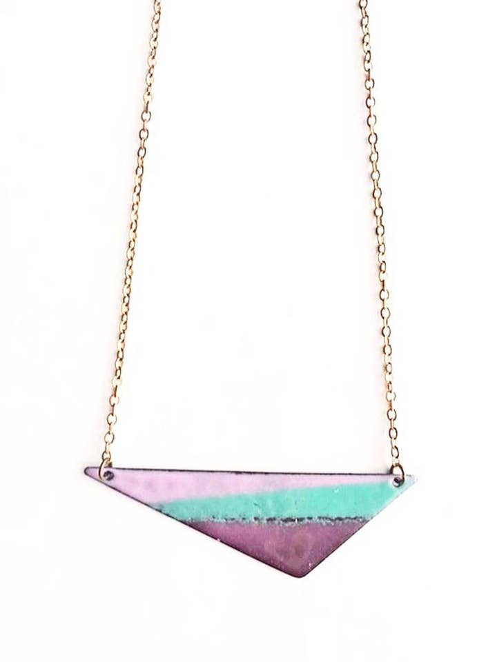 Triangle Necklace - Purple, Aqua, Pink Design for wholesale by Courtney Fischer Jewelry
