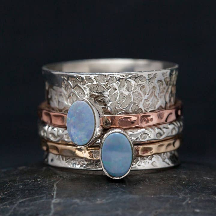 Sterling Silver Opal Spinner Ring för wholesale av Baizaar