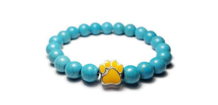 Foxfire Stones - Wholesale Beaded Bracelet - Yellow - Turquoise Paw Print Healing Stone Bracelet0
