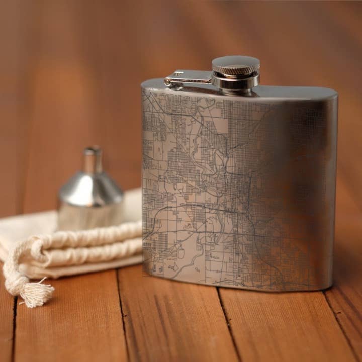 Indianapolis IN Map Hip Flask for wholesale by JACE.design