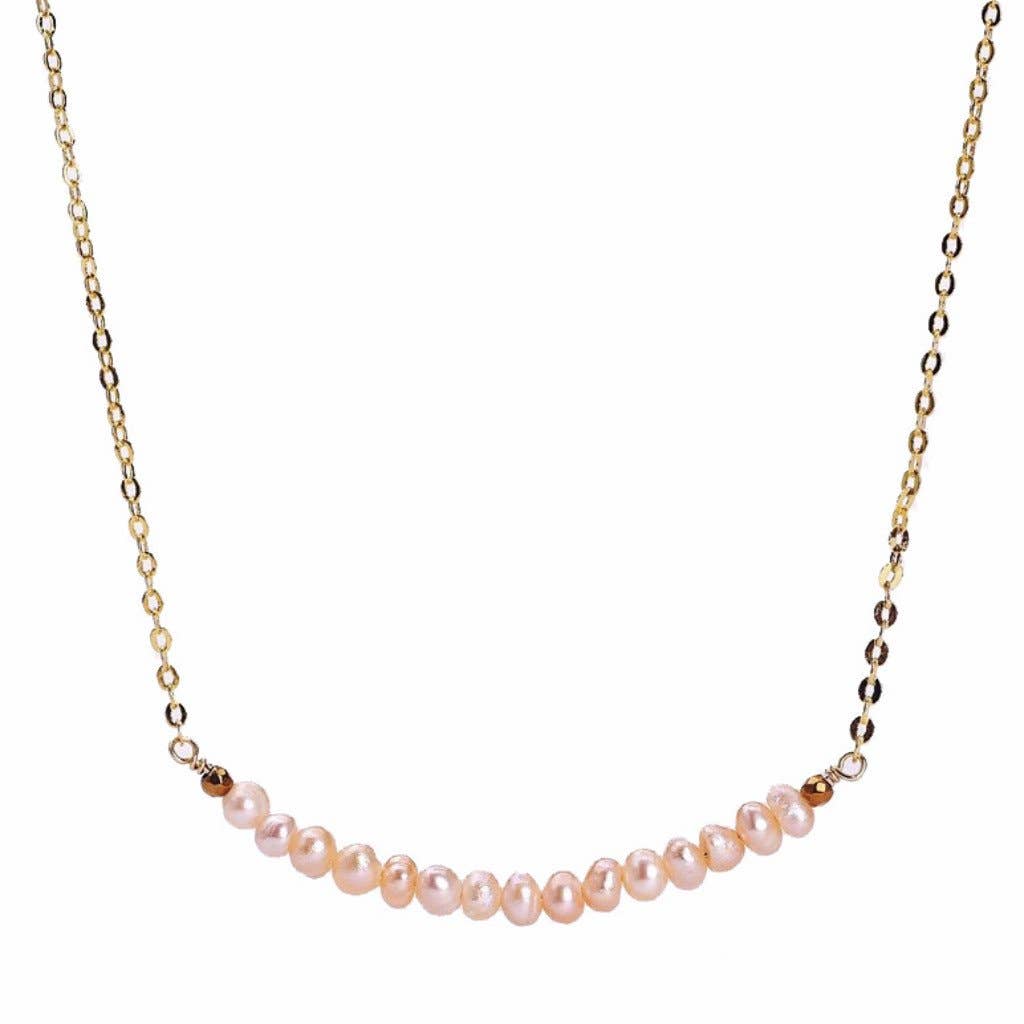 Less is More - Vendita all'ingrosso Collane di perline/perle - Collana Pink Pearl Smile (oro o argento)4