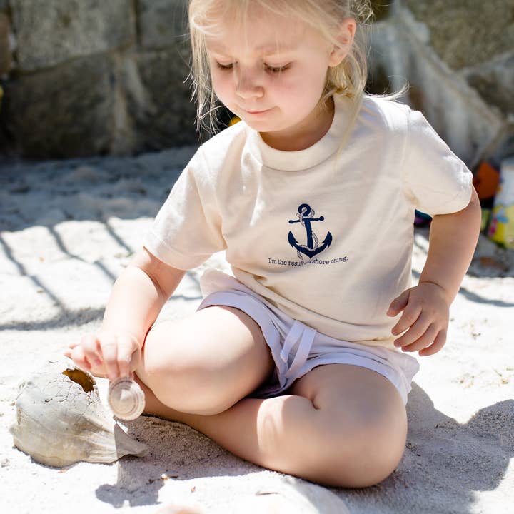 T-shirt bio pour enfant, ancre marine, naturel, USA pour la vente par Simply Chickie Organic USA Made Baby and Kid's Clothing