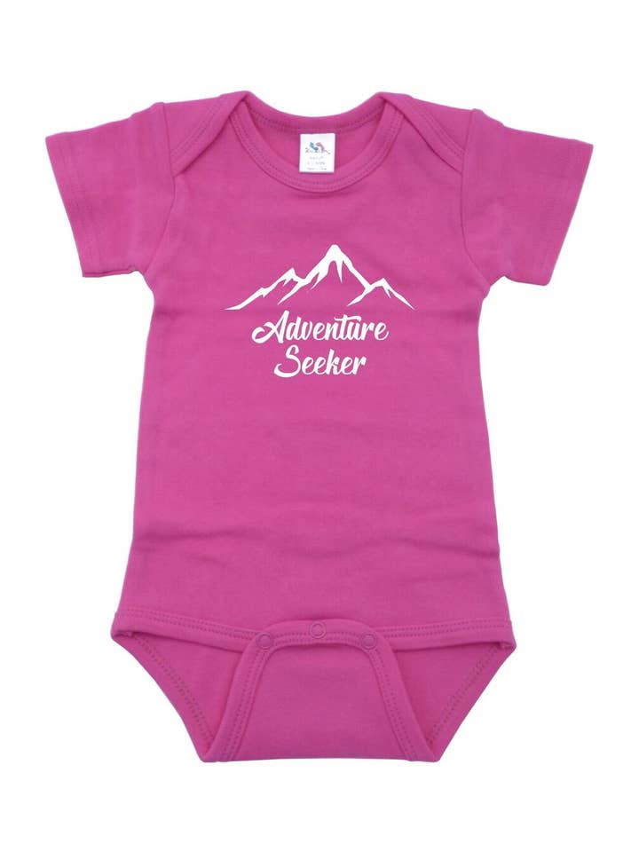 Pink with White Adventure Seeker Onesie for wholesale by Outdoorable Apparel