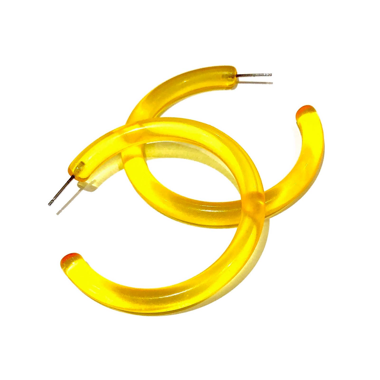Leetie Lovendale - Wholesale Hoop Earrings - Yellow Lucite Extra Large Jelly Tube Hoop Earrings - 2 inch1