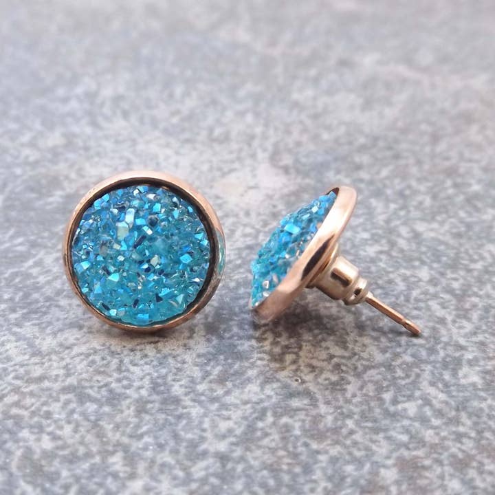 Bijoux Too - Druzy and Rose Gold Stud for wholesale by Felicity Jewelry Designs