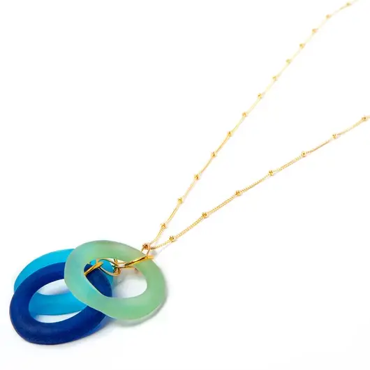 Smart Glass Recycled Jewelry - Wholesale Pendant/Charm Necklace - GOLD SEAGLASS STYLE CHANDELIER NECKLACE | Holiday Gifts 1