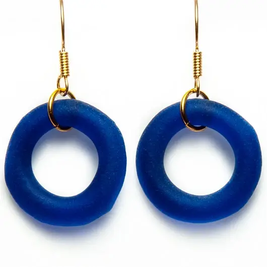 Smart Glass Recycled Jewelry - Wholesale Dangle Earrings - GOLD SEAGLASS STYLE SIMPLE EARRINGS1