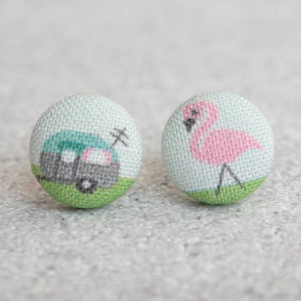 Livin' the Life Fabric Button Earrings for wholesale by Rachel O's