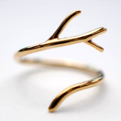 Outward Branch Yellow Gold Roots Ring for wholesale by LettersToSarah Metalsmithing