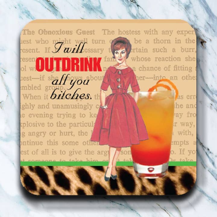 Outdrink Bitches Coaster Set/12 for wholesale by High Cotton Gifts