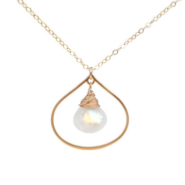 Collana in oro e pietra di luna arcobaleno Gfegem08106 per la vendita all'ingrosso da parte di Soasa Designs