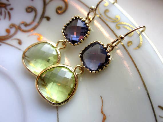 Laalee Jewelry - Wholesale Dangle Earrings - Peridot Earrings Tanzanite Gold Plated2