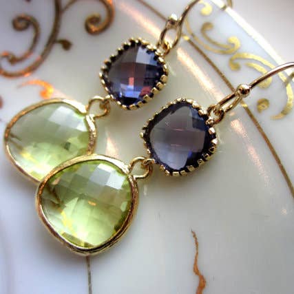 Laalee Jewelry - Wholesale Dangle Earrings - Peridot Earrings Tanzanite Gold Plated2