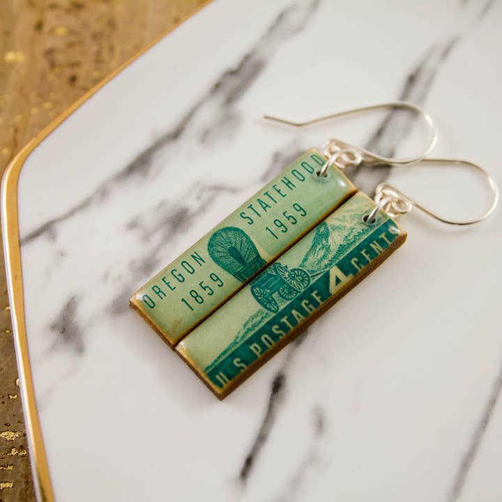 Oregon Vintage Briefmarke Ohrringe für den Großhandel von No Man's Land