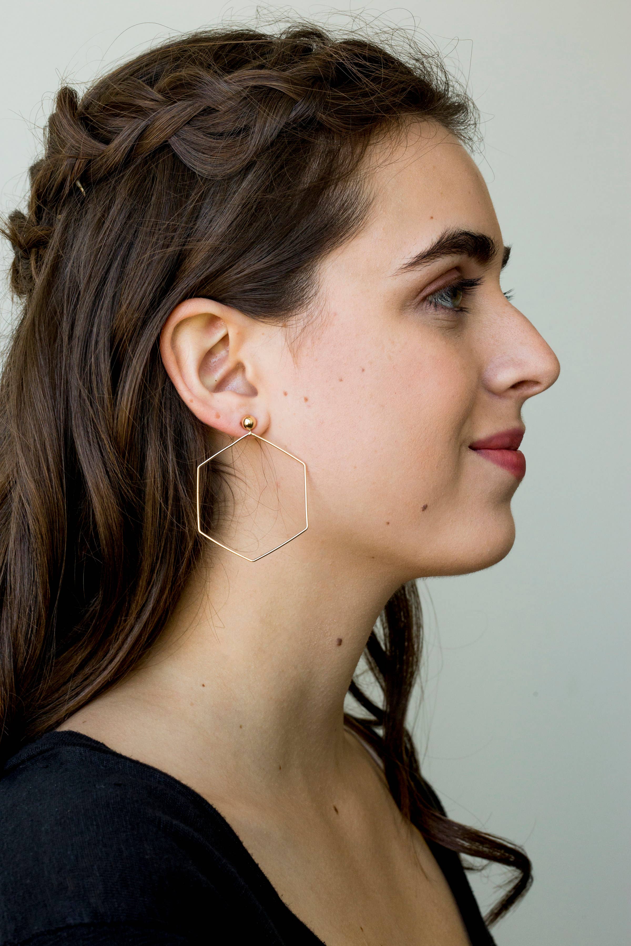 Bent by Courtney - Wholesale Dangle Earrings - Hexi Stud 14K Gold-Filled Dangle Earrings Hexagon Shape1