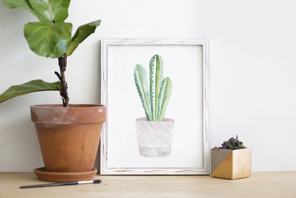 Lilac Paperie - Wholesale Art Print - 8” x 10” Purple Cactus Watercolor Print1