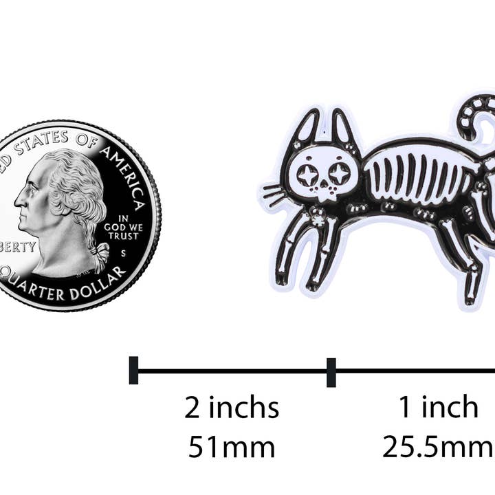 Real Sic – wholesale Nål och knapp för kavajslag – Skelett katt emaljstift — svart katt stift5